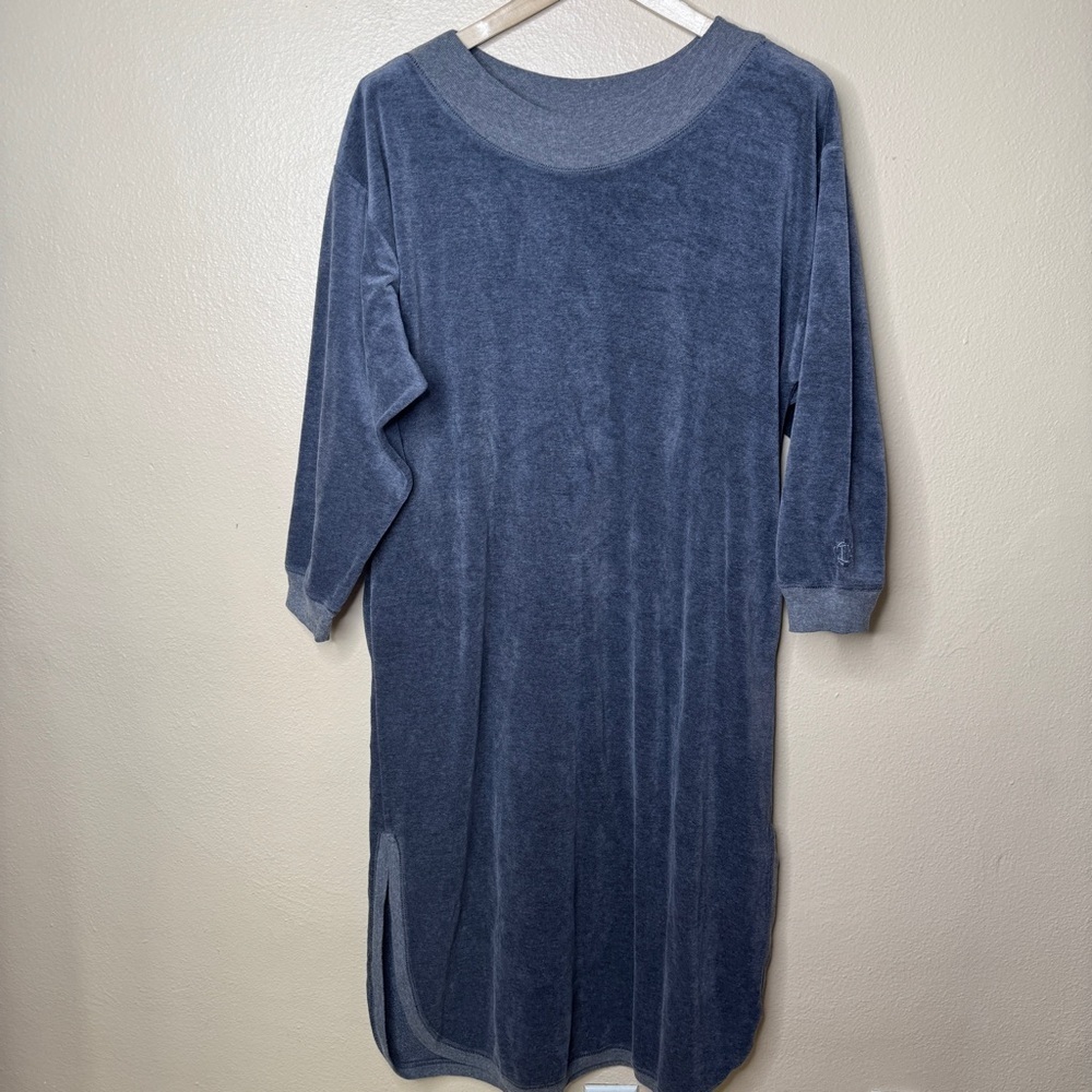 Christian Dior Dress Women's Large Gray Sleepwear Night Gown Velour Lounge Cozy